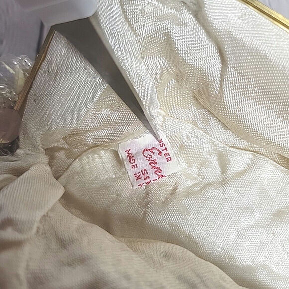 Mr Ernest Evening Hand Bag White Vintage Beaded & Sequins Purse Madein Hong Kong - Picture 8 of 11